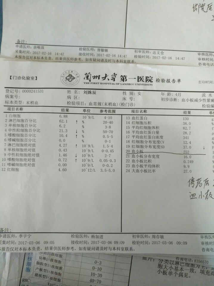 停药后两周血常规